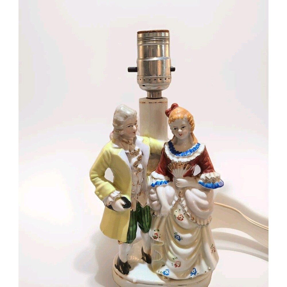 Vtg Porcelain Couple Victorian Couple Lamp Light Japan NO Shade